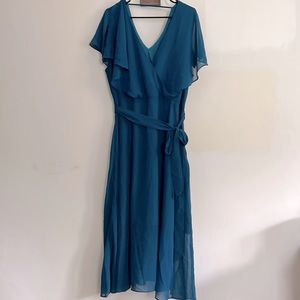City Chic teal Faux Wrap dress